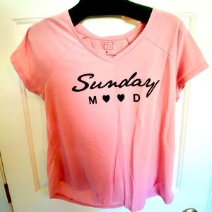 Sunday Mood Baby Pink Lightweight T-Shirt. Relaxed Fit. Stretch Material. Comfy